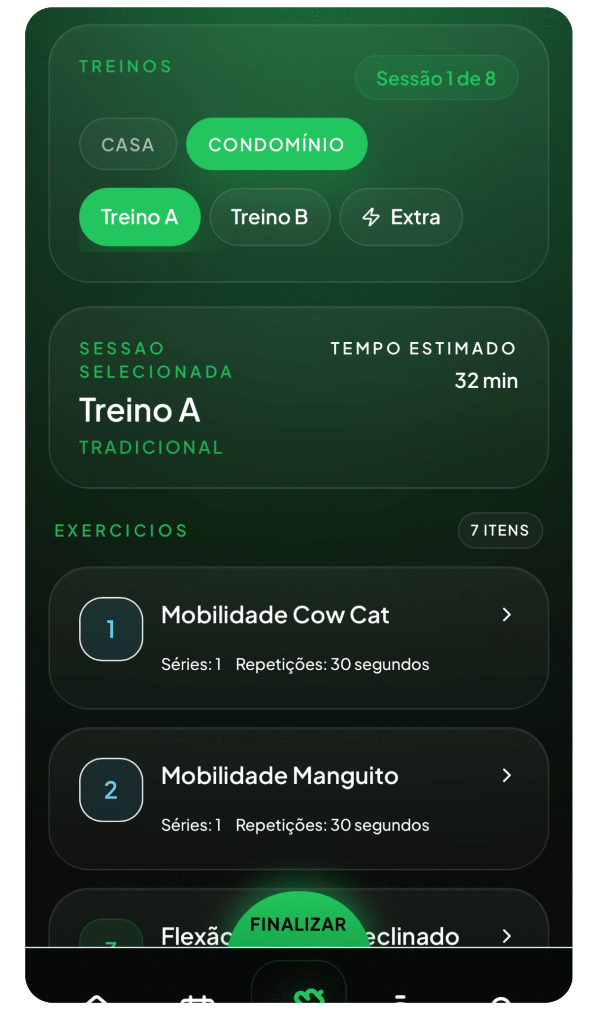 App de treino para fazer em casa e na academia do condomínio
